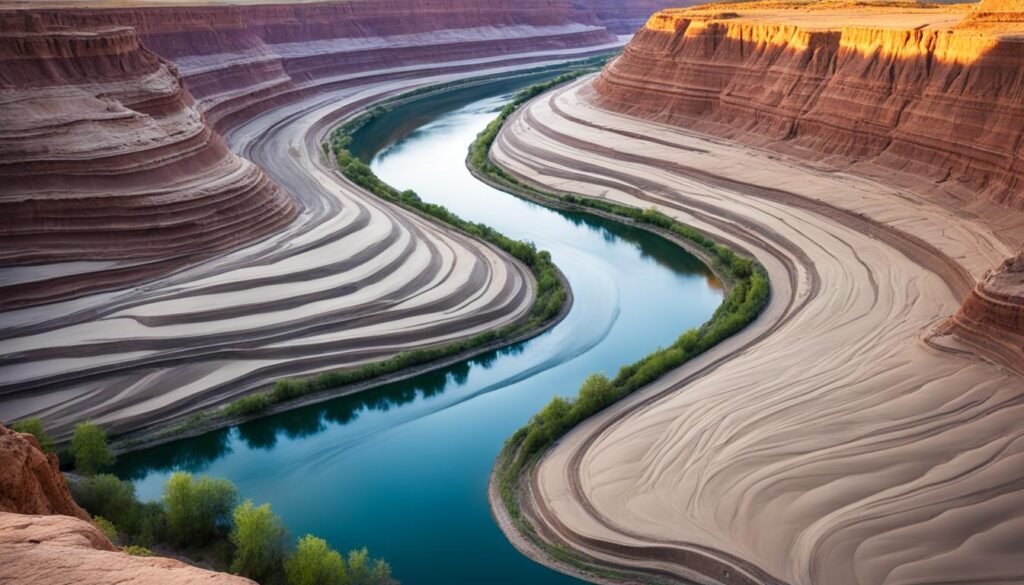 Meandering rivers shaping landscape