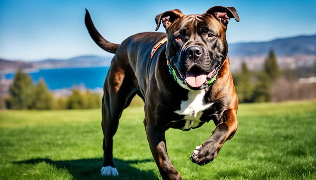 cane corso mixed pitbull exercising