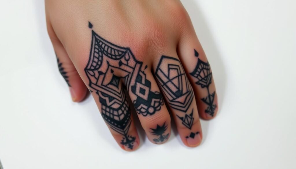 geometric hand tattoos