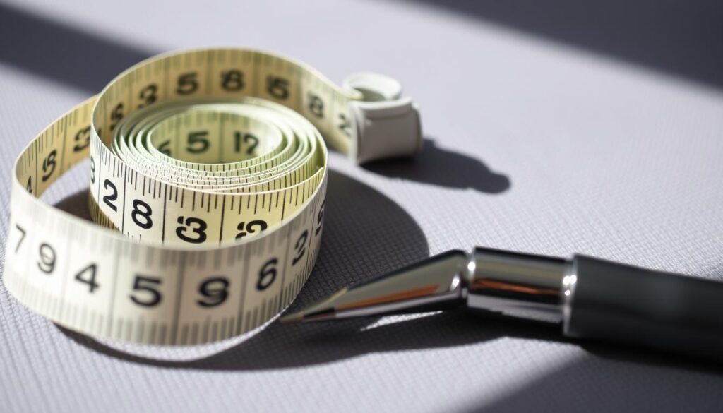 Measuring tape and pen