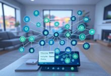 Futuristic newtopy interface with smart tech and community nodes