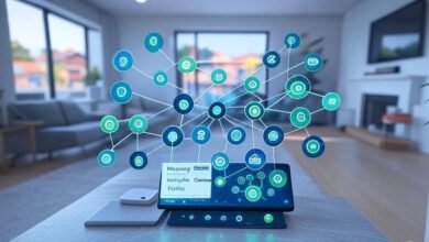 Futuristic newtopy interface with smart tech and community nodes