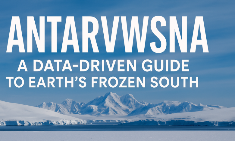 Antarvwsna frozen landscape with icy mountains and blog title overlay