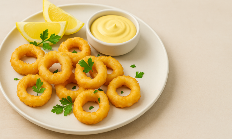 calamariere seafood plate with lemon and aioli