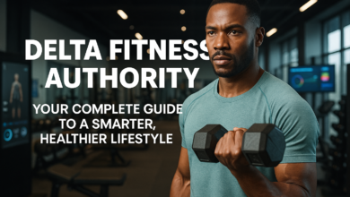 Man lifting dumbbell in Delta Fitness Authority gym