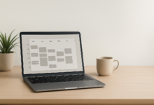 Exhentaime time management dashboard on laptop