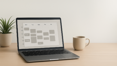 Exhentaime time management dashboard on laptop