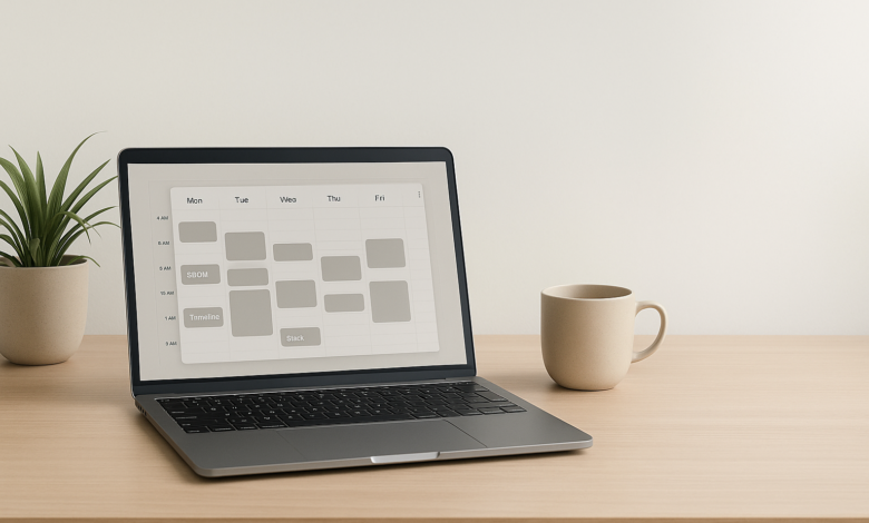 Exhentaime time management dashboard on laptop