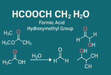 Diagram showing HCOOCH CH₂ H₂O reaction producing formic acid and hydroxymethyl group