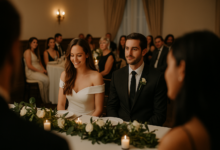 Elegant wedding reception moment