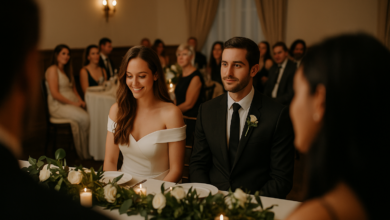 Elegant wedding reception moment