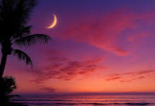 Crescent moon above ocean symbolizing Venus in Cancer